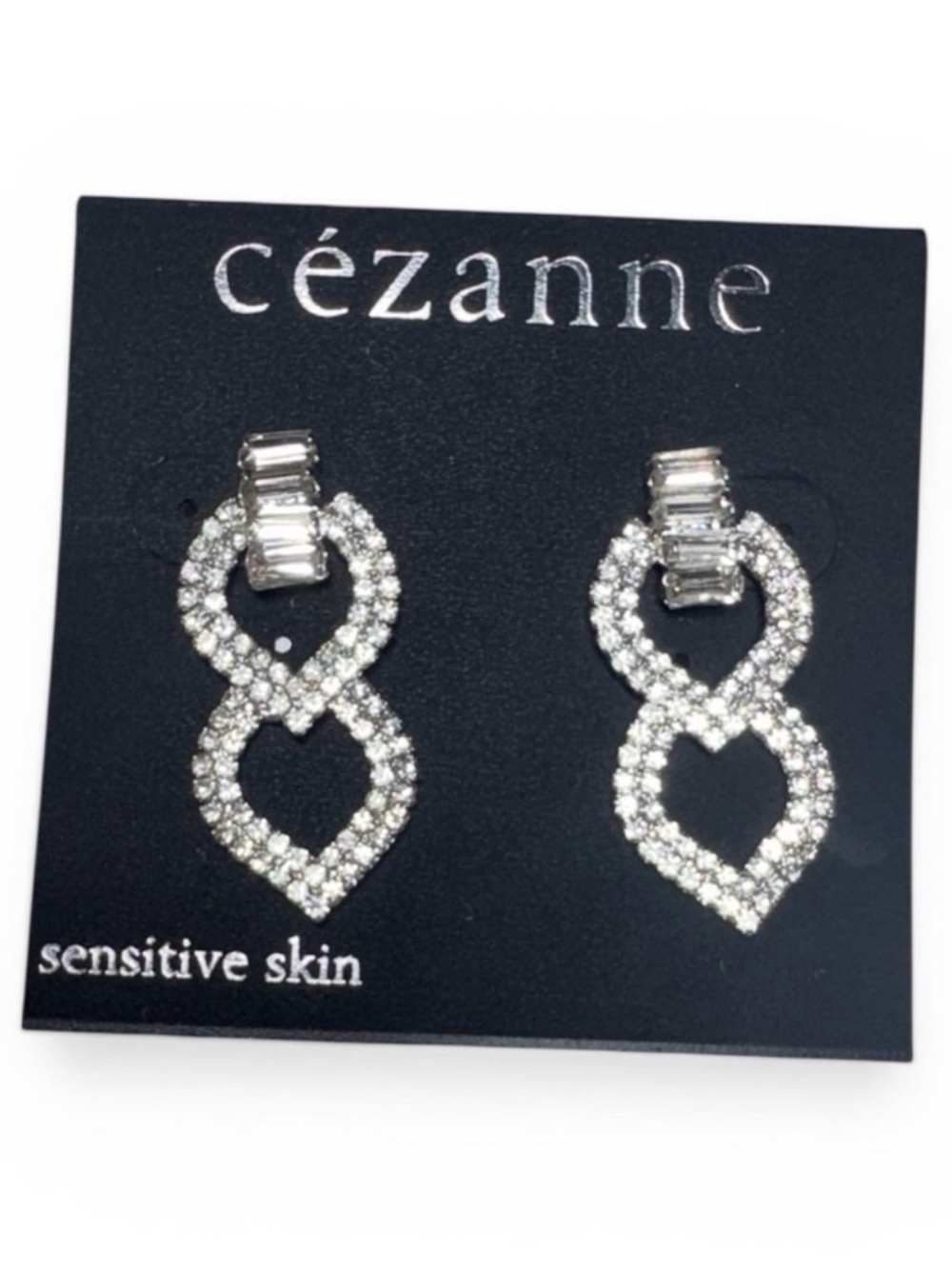 cézanne Silver-Tone Crystal Infinity Drop Earrings for Sensitive Skin, NWT